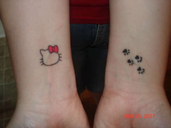 Small kitty Wrist Tattoo