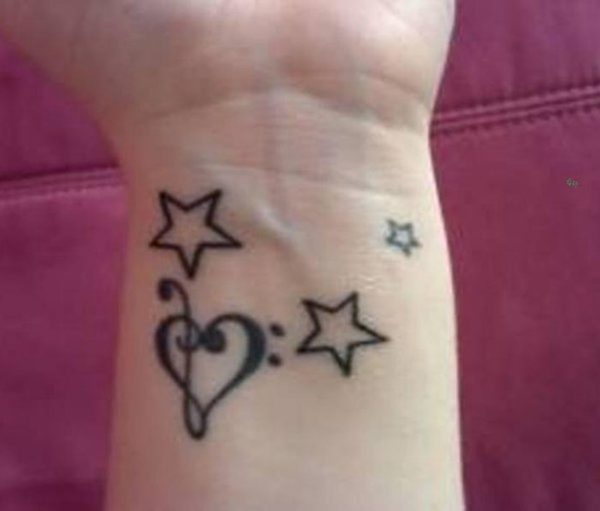Star Heart Tattoo On Wrist