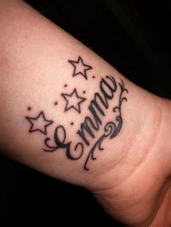 Stars And Name Tattoo
