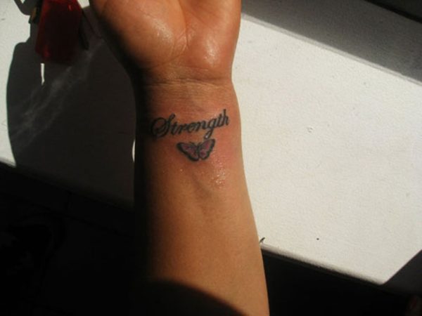 Strength Tattoo On Wrist