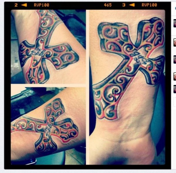 Stylish Cross Tattoo On Wrist