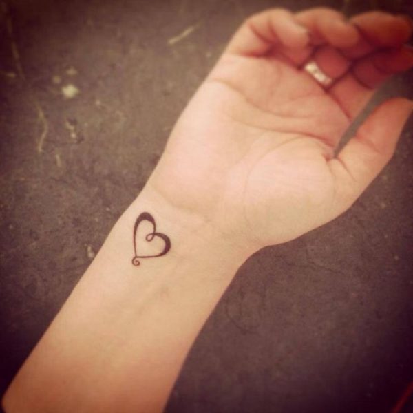 Stylish Heart Tattoo On Wrist