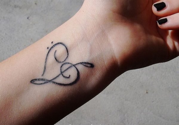 Stylish Music Heart Tattoo