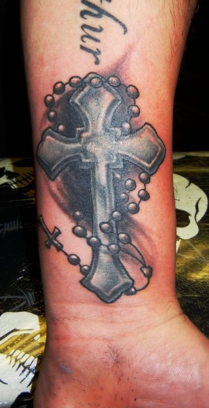 Stylish Rosary Tattoo Design 