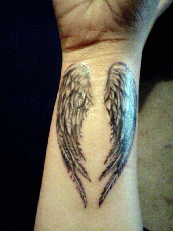 Stylish Wings Tattoo On Wrist