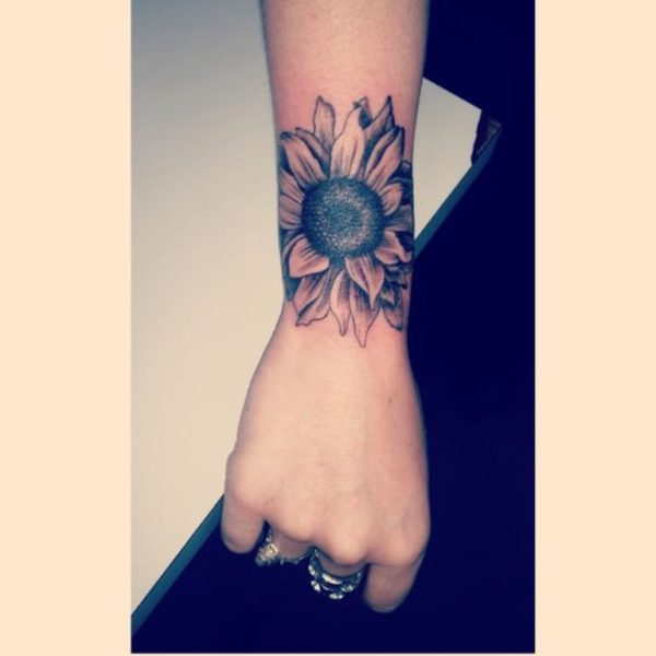 Sunflower Tattoo Design On Wrist