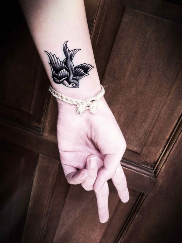 Swallow Bird Tattoo On Wrist