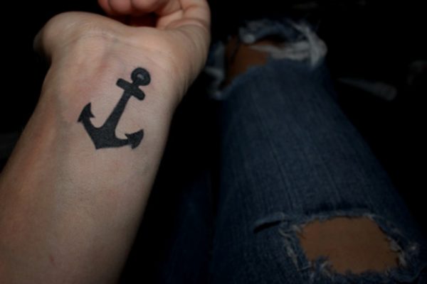 Thick Black Anchor Tattoo