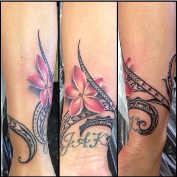Tribal And Flower Tattoo