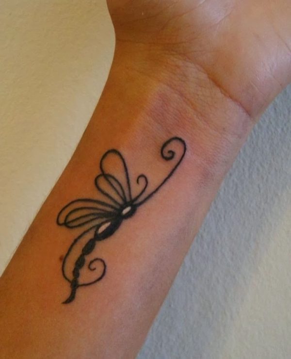 Tribal Dragonfly Tattoo On Wrist