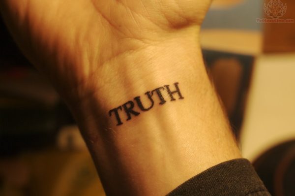 Truth Word Tattoo On Wrist