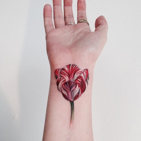 Tulip Flower Tattoo On Wrist