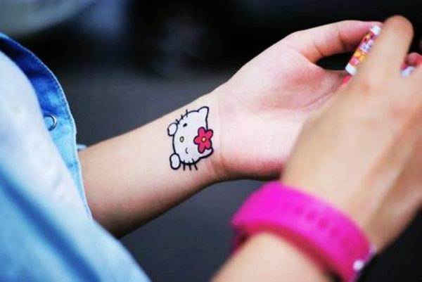 kitty Wrist Tattoo