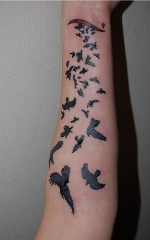 Unique Birds Tattoo Design On Wrist