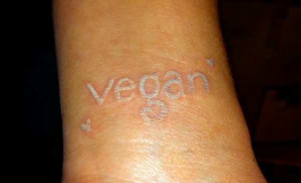 Vegan White Ink Wrist Tattoo