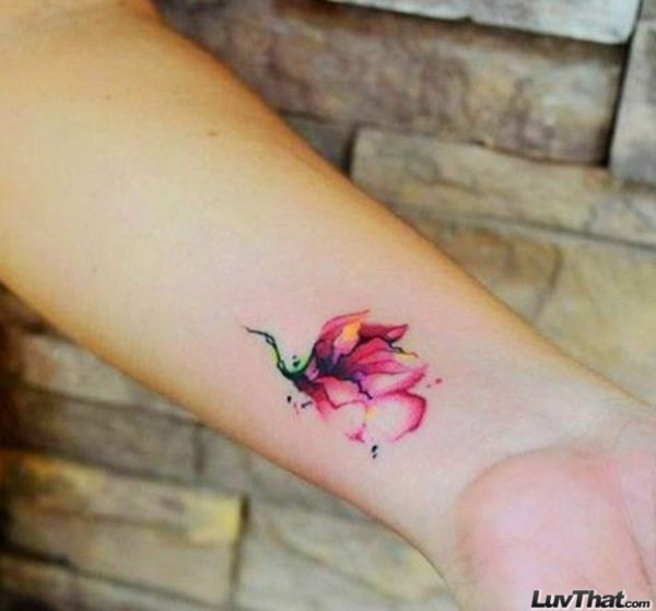 Watercolor Flower Wrist Tattoo