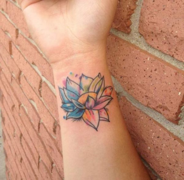 Watercolor Lotus Tattoo