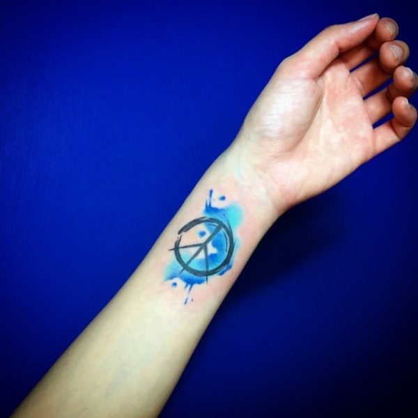 Watercolor Peace Tattoo