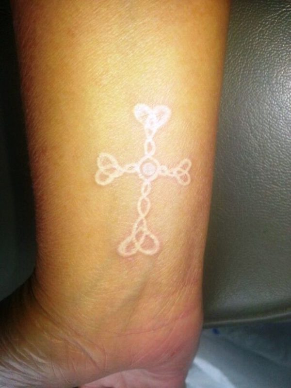White Celtic Cross Tattoo