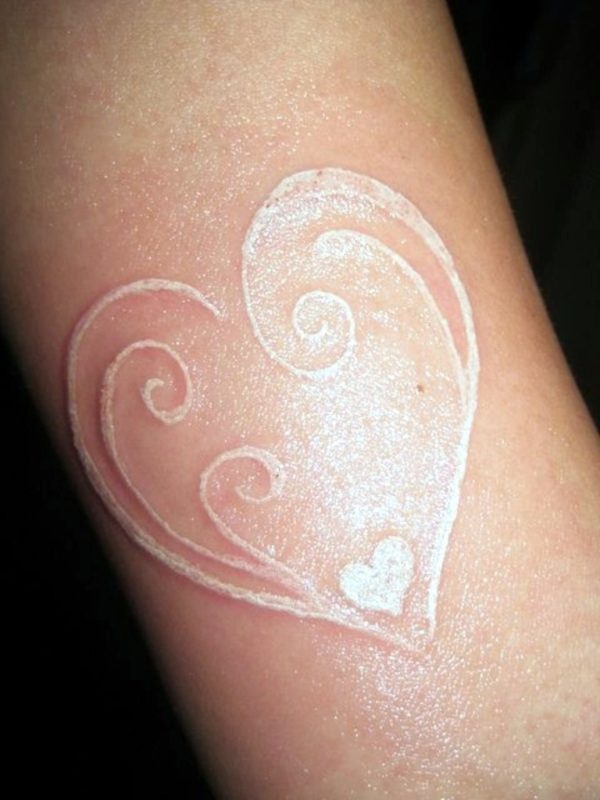 White Ink Heart Tattoo