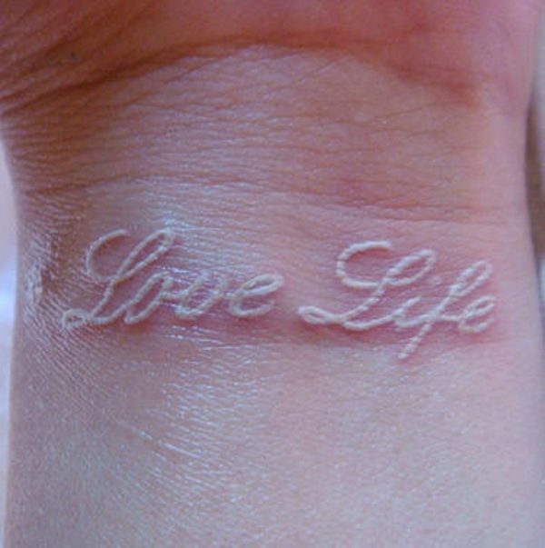 White Ink Love Life Tattoo