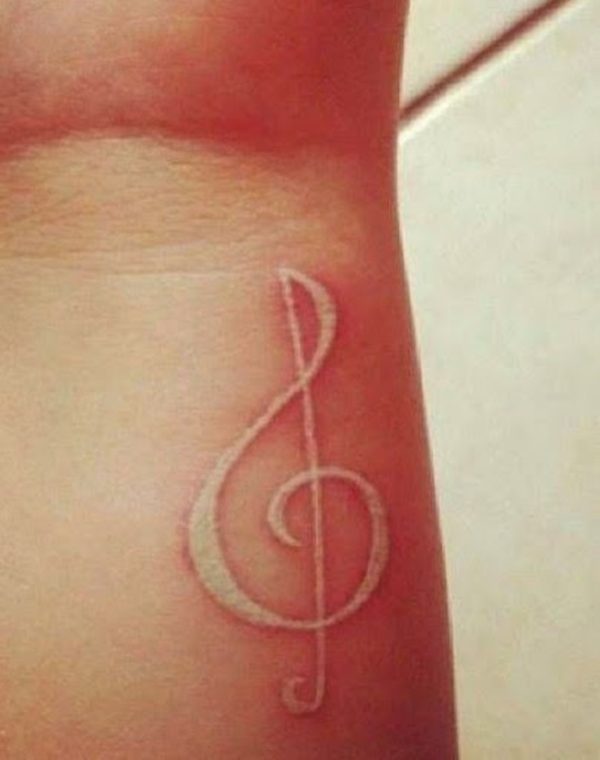 White Ink Music Word Tattoo