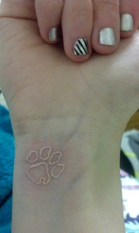 White Ink Paw Tattoo