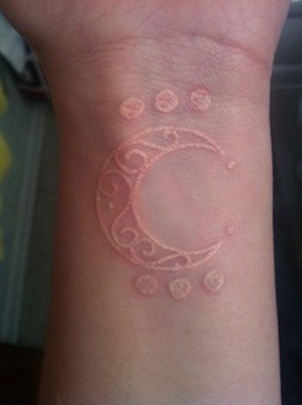 White Moon Tattoo On Wrist