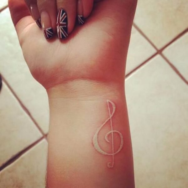 White Musical Note Tattoo