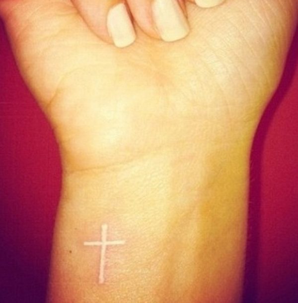 White Tiny Cross Tattoo