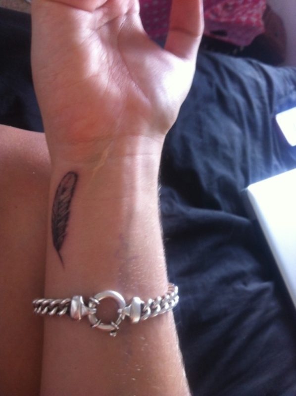Women Feather Anchor Tattoo Wrist