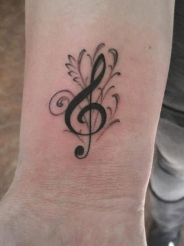 Wonderful Music  Note Tattoo On Wrist