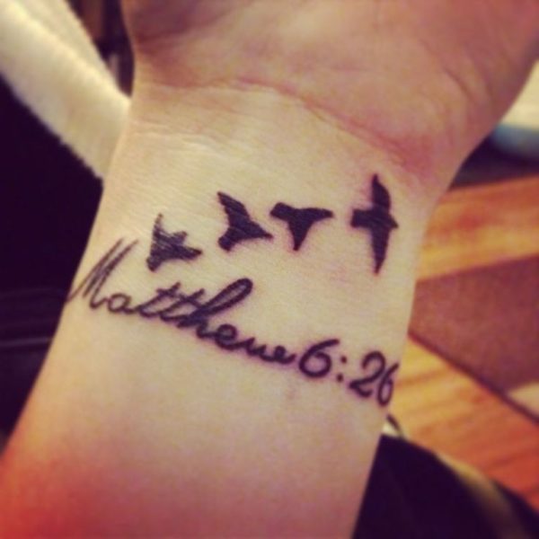 Wording And Birds Tattoo