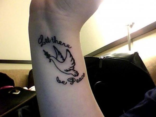 Wording and Dove Tattoo