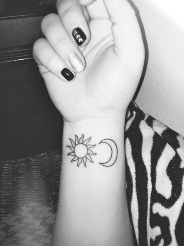 Wrist Sun And Moon Tattoo