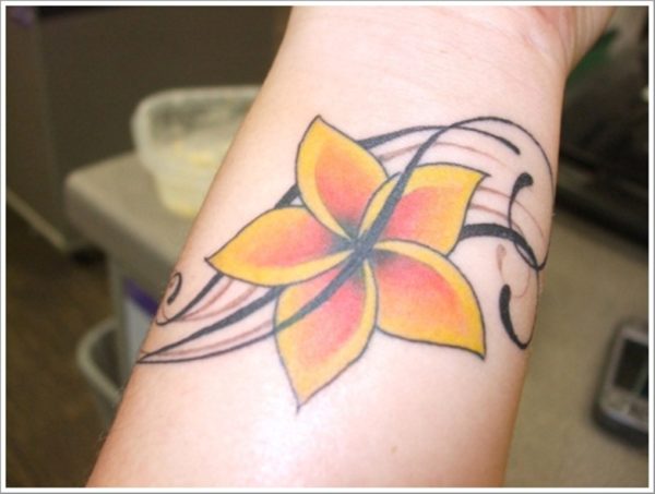 Yellow Wrist Flower Tattoo