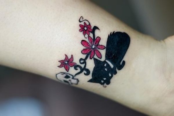 Cute  Cat Tattoo On Wrist