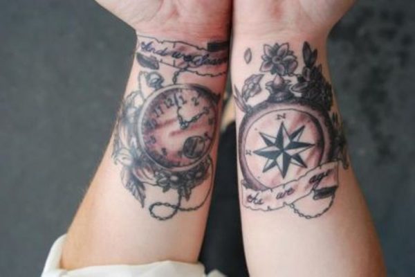 Stop Watch And Compass Tattoo