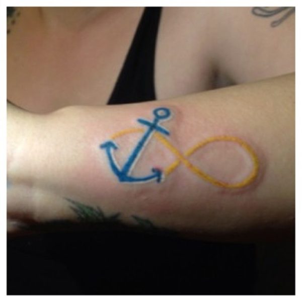 yellow infinity And Anchor Tattoo