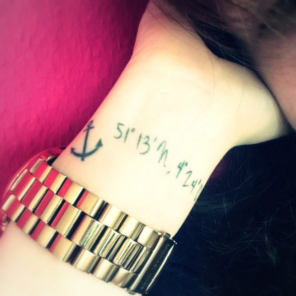 Adorable Coordinates Wrist Tattoo