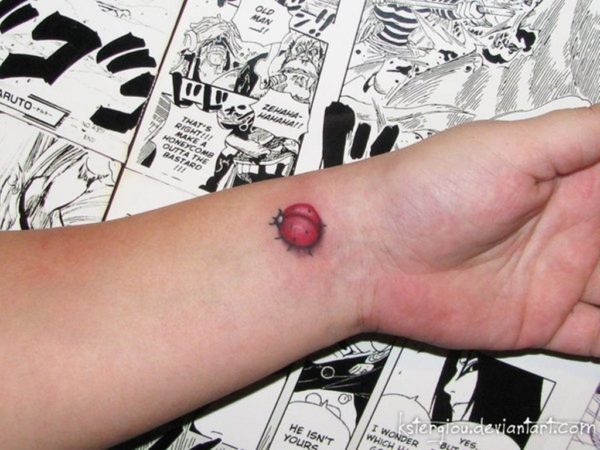 Adorable Ladybug Wrist Tattoo