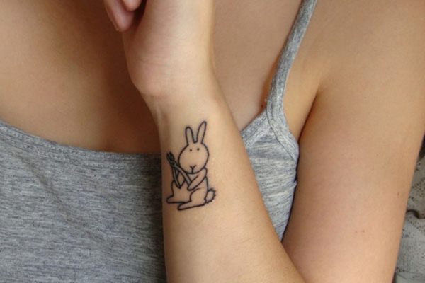 Adorable Rabbit Tattoo On Wrist