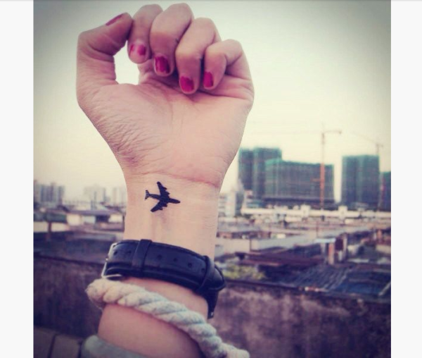 Airplane Tattoo Design On Wrist