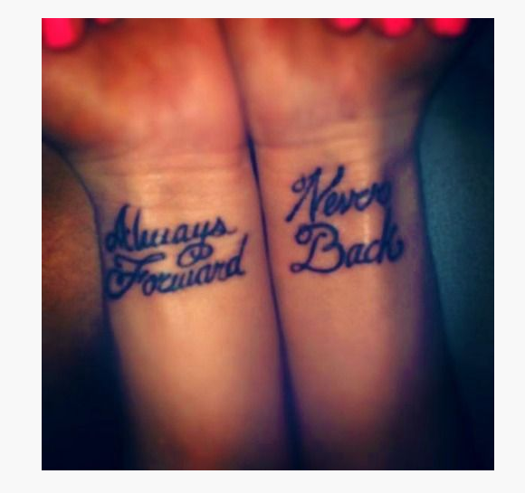 Always Forward Quote Tattoo On Wrist