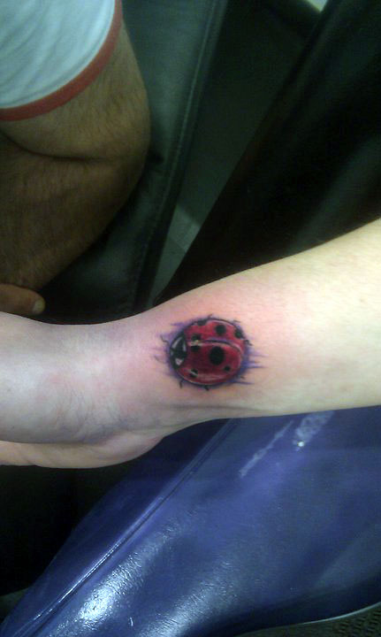 Awesome Ladybird Wrist Tattoo
