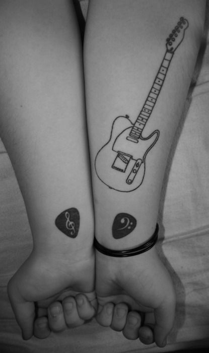 Beautiful Guitar Tattoo On Wrist