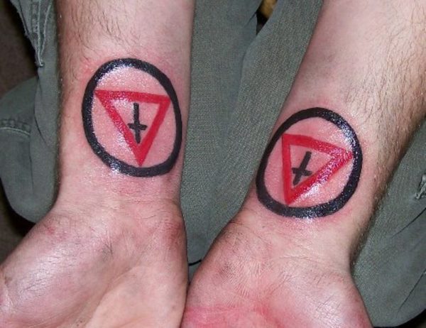 Black And Red Triangle Tattoo