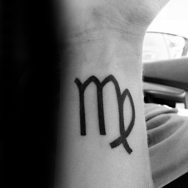 Black And White Virgo Tattoo On Wrist