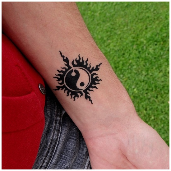 Black Designer Sun Tattoo