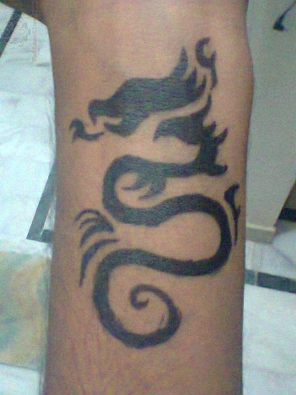 Black Dragon Wrist Tattoo